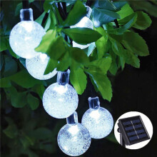(White) Garden String Lights Ball Solar Lamp String Fairy Lights Outdoor 50 Leds