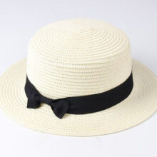 (melkwit-Kids (48-52cm)) Nieuwe Zomer Ouder-kind Emmer Cap Vrouwen Zonneklep Strik Strohoed Meisjes