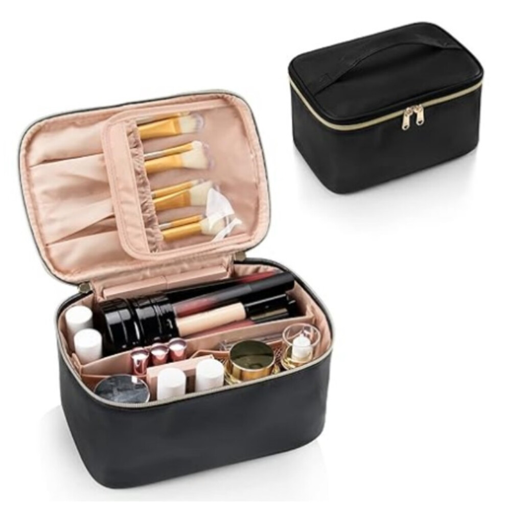 Black (Black) Large Capacity Women's Cosmetics Storage Bag Portable Travel Hand-Held Toiletry Bag