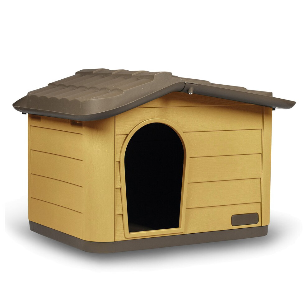 (Mustard, 60x51x41cm) Plastic Dog House Pet Kennel Shelter for Small Medium Size Dogs Indoor Outdoor