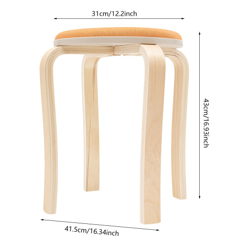 8PCS Wooden Stackable Round Stool Soft Faced 1