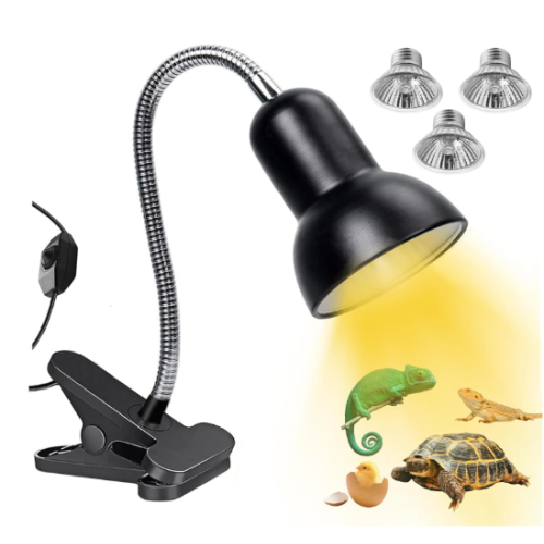TOGETDREAMTortoiseHeatLamp360°RotatableReptileBaskingLampwithClampStand2*50w&1*25WBaskingBulb200WDimmableUVBLightReptileKit