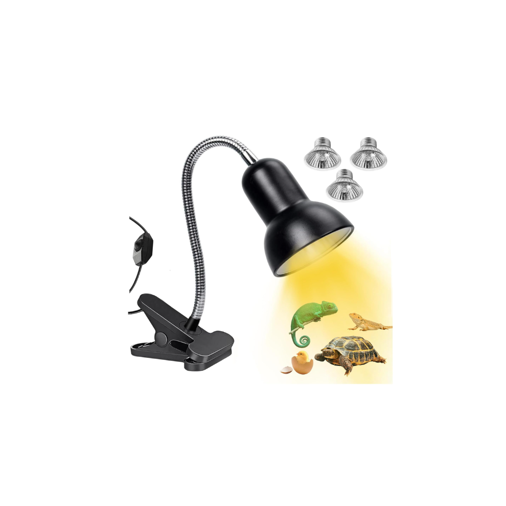 TOGETDREAM Tortoise Heat Lamp 360°Rotatable Reptile Basking Lamp with Clamp Stand 2 * 50w & 1 * 25W Basking Bulb 200W Dimmable UVB Light Reptile Kit