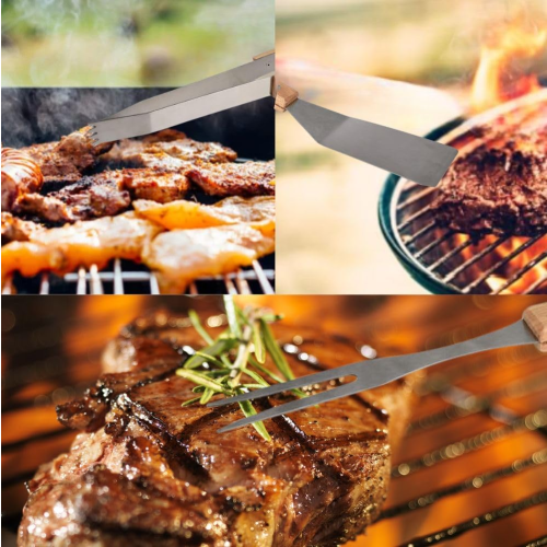 OrionMart BBQ Tools Set with Wooden Handle 1