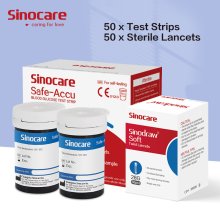 Sinocare 50x Accu Test Strips Lancets for Blood Glucose Sugar Monitor Diabetes