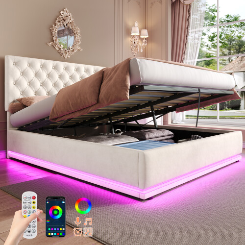 Double Ottoman Bed with LED Lighting
