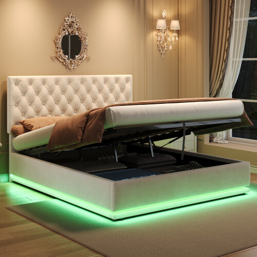Double Ottoman Bed with LED Lighting 2