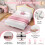 (4ft6 Double) Cream White Upholstered Bed with LED Adjustable Crown Shape Headboard 7