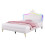 (4ft6 Double) Cream White Upholstered Bed with LED Adjustable Crown Shape Headboard 9