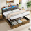 (5ft King Bed) Double Upholstered Bed Frame with Hydraulic Storage 4