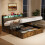 (5ft King Bed) Double Upholstered Bed Frame with Hydraulic Storage 2