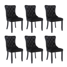 (Black, 6) Upholstered Velvet Dining Chairs