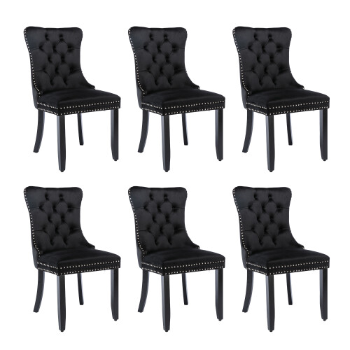 (Black, 6) Upholstered Velvet Dining Chairs