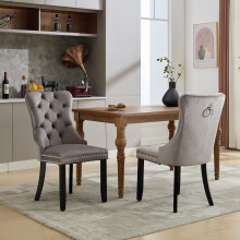 (Grey, 2) Upholstered Velvet Dining Chairs