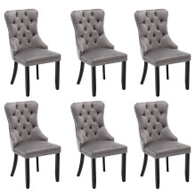(Grey, 6) Upholstered Velvet Dining Chairs