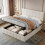 (Beige) 4ft6 Double Upholstered Storage Bed Frame 1