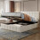 (Beige) 4ft6 Double Upholstered Storage Bed Frame 2