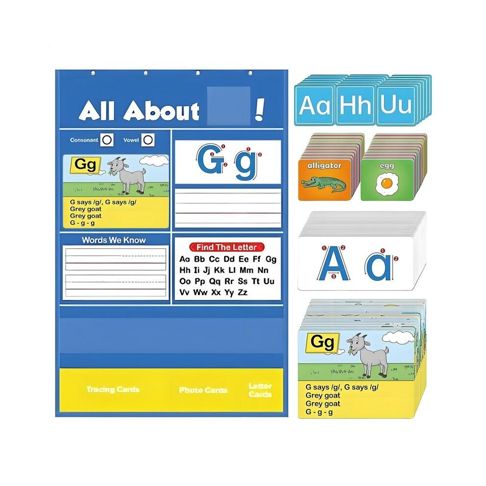 Alphabet Pocket Chart All About Interactive Letter Handwriting Practice Tool for Preschool Homeschool Classroom