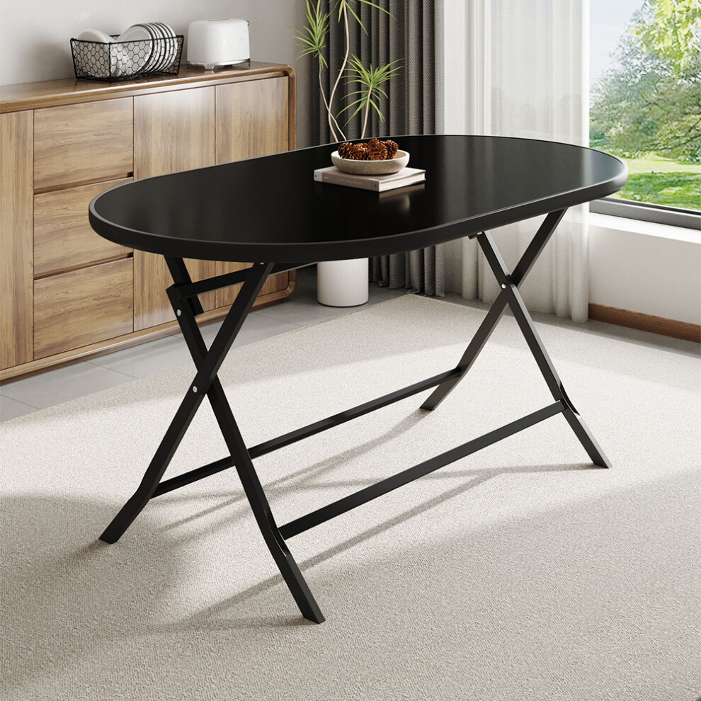 Oval Folding Table with Umbrella Hole, 140*80cm