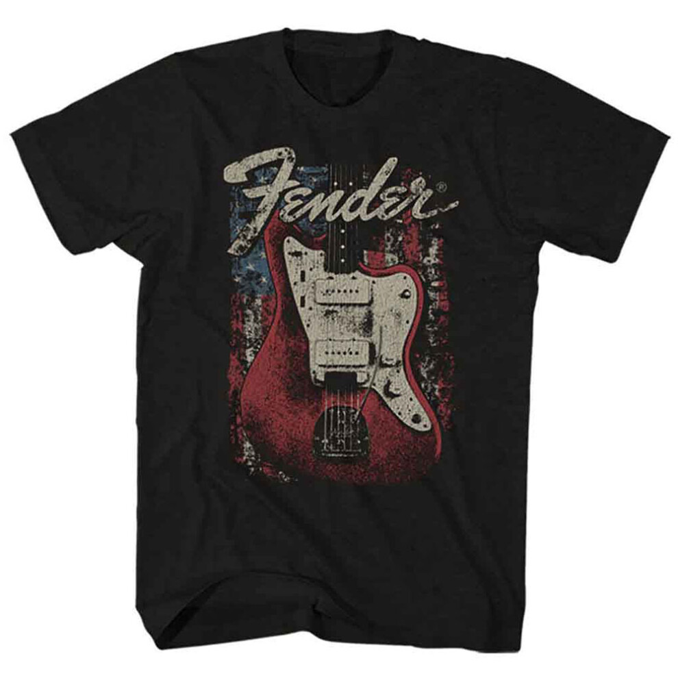 (L, Black) Fender Distressed Guitar T Shirt