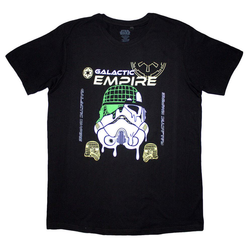 (XL, Black) Star Wars Galactic Empire Melted Mask T Shirt