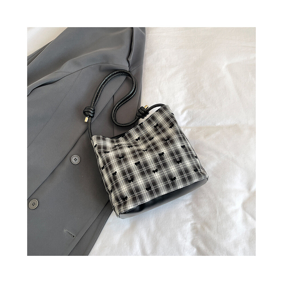 (Bow)Sac à bandoulière style contemporain vintage pour femme en toile à pois tendance
