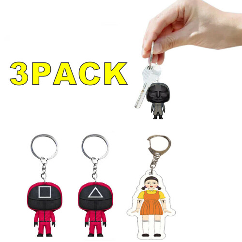 3 x Squid Game Keyring Figure Soldier Key Chain Car Backpack Pendant