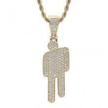 (Gold) Style Necklace Billie Eilish Same Style Head Tilt Pendant Full Zircon Hiphop Hip Hop Necklace