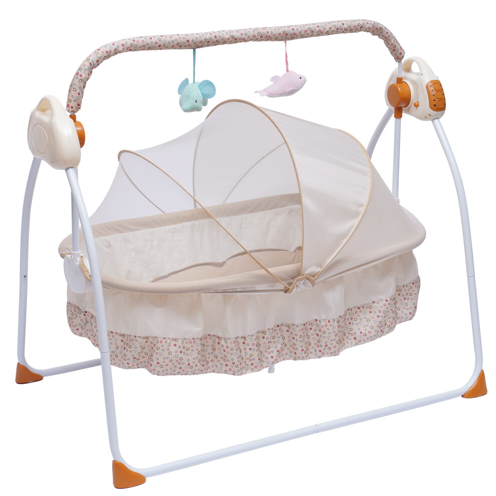 Another (Khaki) Electric Baby Swing, Ages Newborn +,Electric Infant Cradle,Can Play Music Or Stories