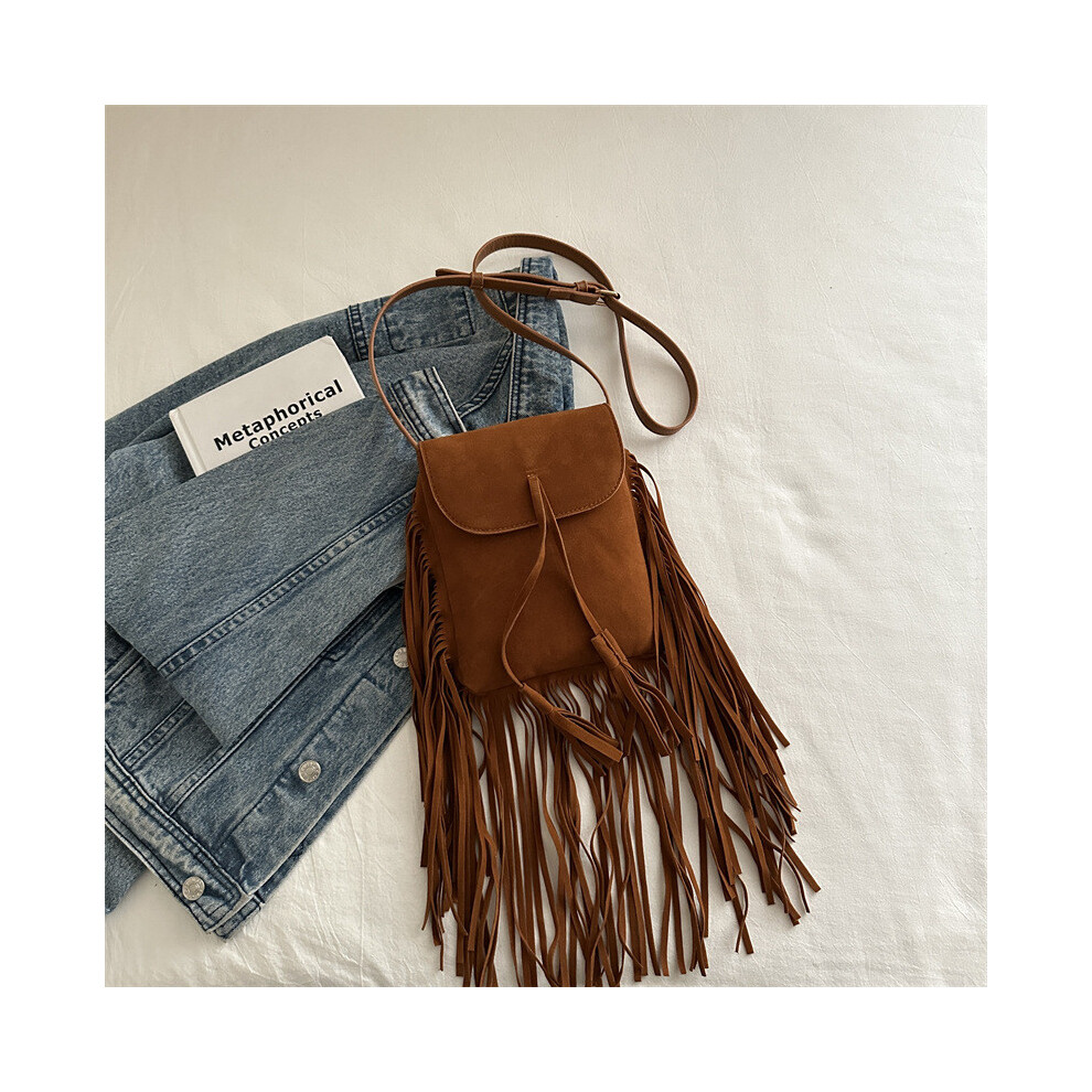 (Brown)Sac bandoulière rétro chic pour femme avec doublure en polyester doux disponible en noir marron couleurs marron marron