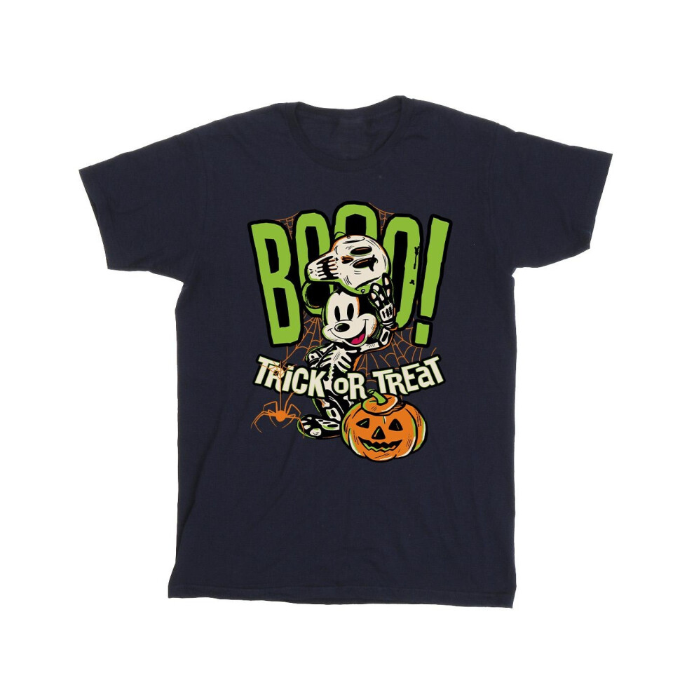 (4XL, Navy Blue) Disney Mens Boo Trick Or Treat Mickey Mouse Cotton T-Shirt