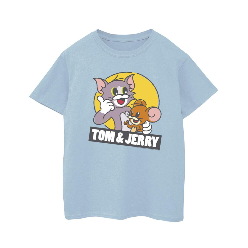 (5-6 Years, Baby Blue) Tom And Jerry Boys Sketch Logo T-Shirt