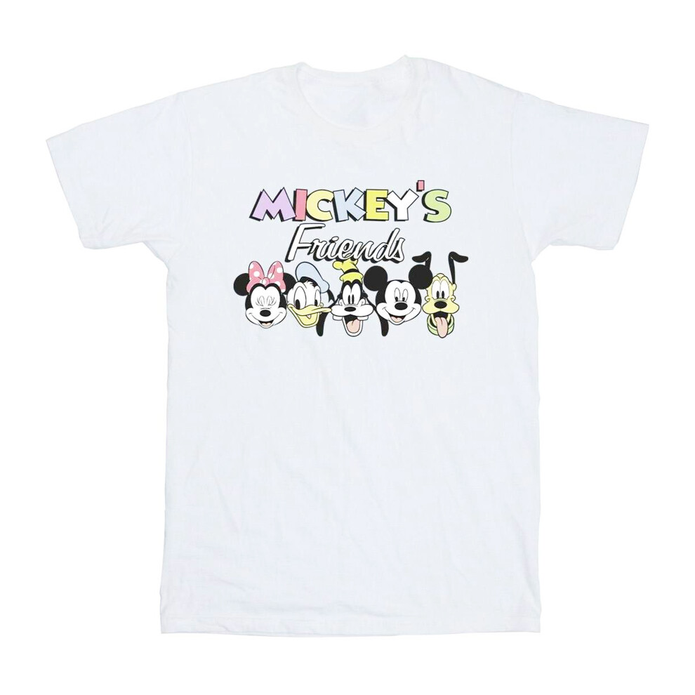 (3XL, White) Disney Mens Mickey Mouse And Friends Faces T-Shirt