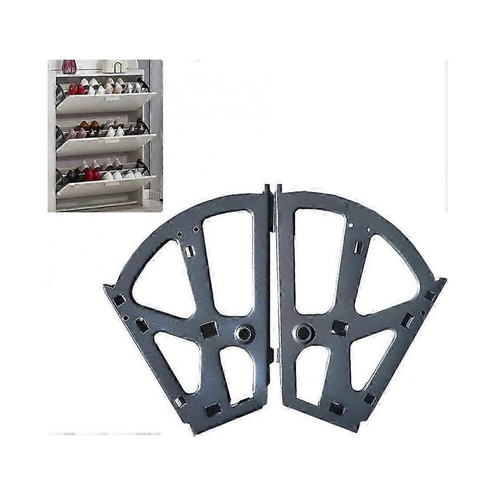 2 Pack Stainless Steel Shoe Cabinet Hinges with Drop Down Frame and Shoe Storage Shelf - Black
