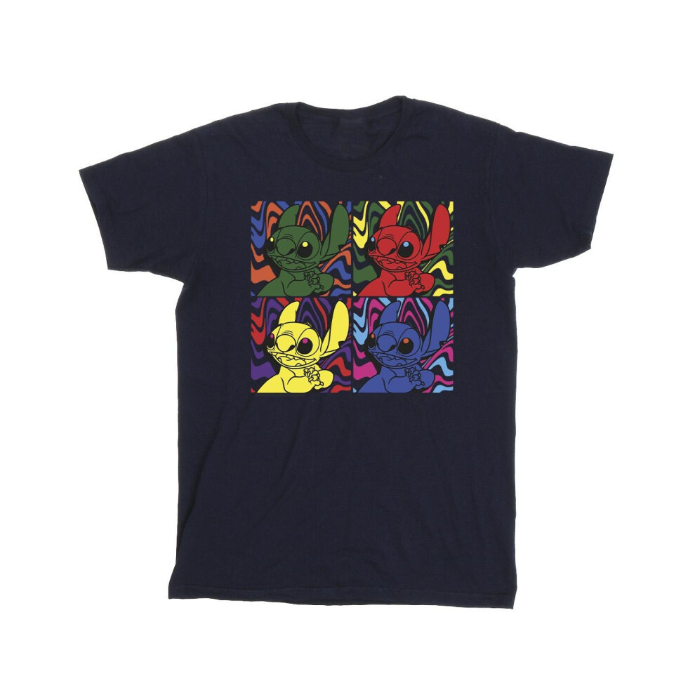 (L, Navy Blue) Disney Mens Lilo & Stitch Pop Art T-Shirt