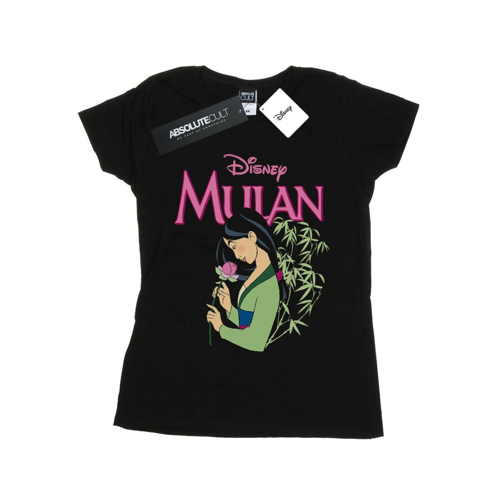 (L, Black) Disney Womens/Ladies Mulan Pink Magnolia Cotton T-Shirt