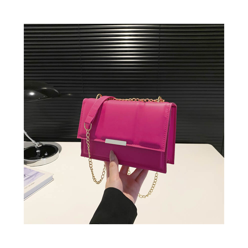 (Magenta)Élégant petit sac carré marron moderne décontracté rétro sac à bandoulière pour un usage quotidien