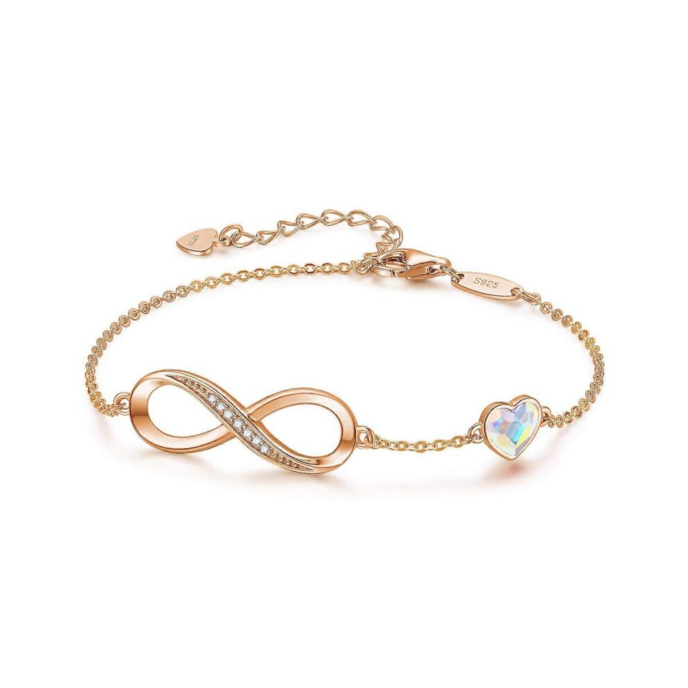 Bracelet 925 Sterling Silver Rose Gold, Infinity Heart Bracelets - COLOR: Rose gold bracelet - Colour