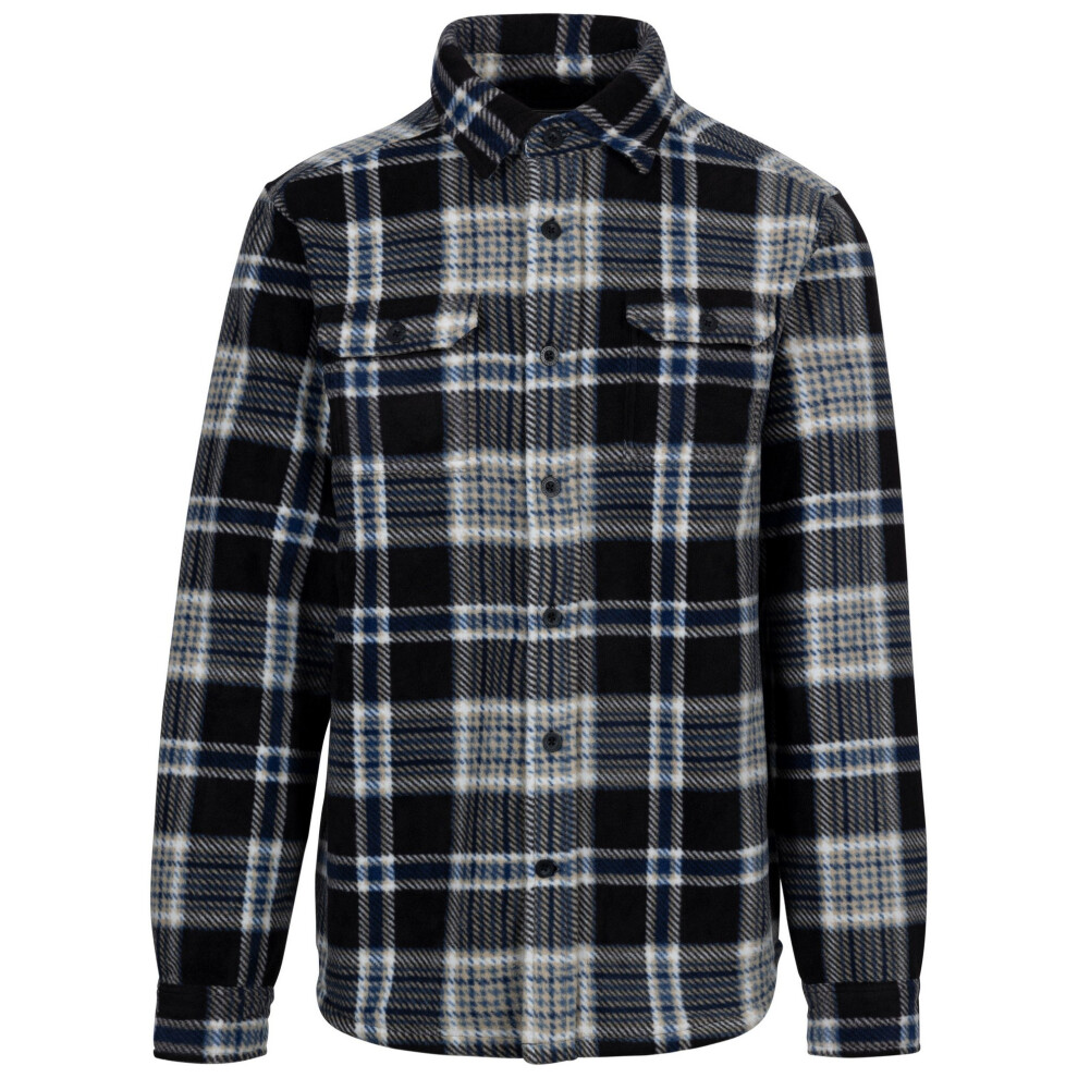 (S, Black) Trespass Mens Checkley Checked Microfleece Shirt
