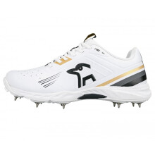 (8 UK, White/Gold/Black) Kookaburra Unisex Adult KC 3.0 Spiked Cricket Shoes