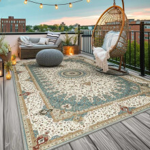 (240 x 320 cm (8 ft. x 10 ft. 6 in)-Indoor Outdoor Rugs., WILLOW TEAL) Non Slip Traditional Rugs Extra Large Living Room Bedroom Carpets Indoor Outdoor Modern Area Rugs