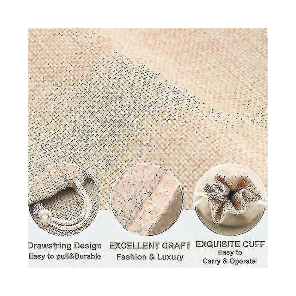 50 Pcs Burlap Gift Bags with Drawstring, Linen Burlap Bags Candy B 7x9cm