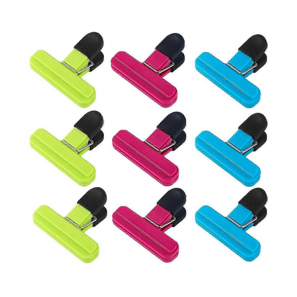Food Bag Closures, 9pcs Plastic Food Clip Closures for Open Bag/coffee Bag, Bag Clip Closures for Kitchen, Home, Office, Assorted Colors