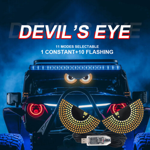 (Y6 rood wit) 2 stuks Auto LED Decoratief Licht Devil Eye USB Rode Strobe Plug-in Devil's Eye sfeer 2