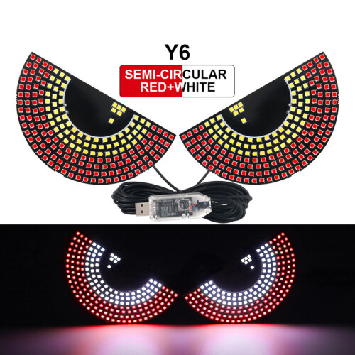 (Y6 rood wit) 2 stuks Auto LED Decoratief Licht Devil Eye USB Rode Strobe Plug-in Devil's Eye sfeer