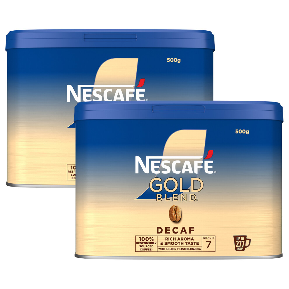 Nescafe Blend Decaff Instant Coffee Granules, 2X500g Gold