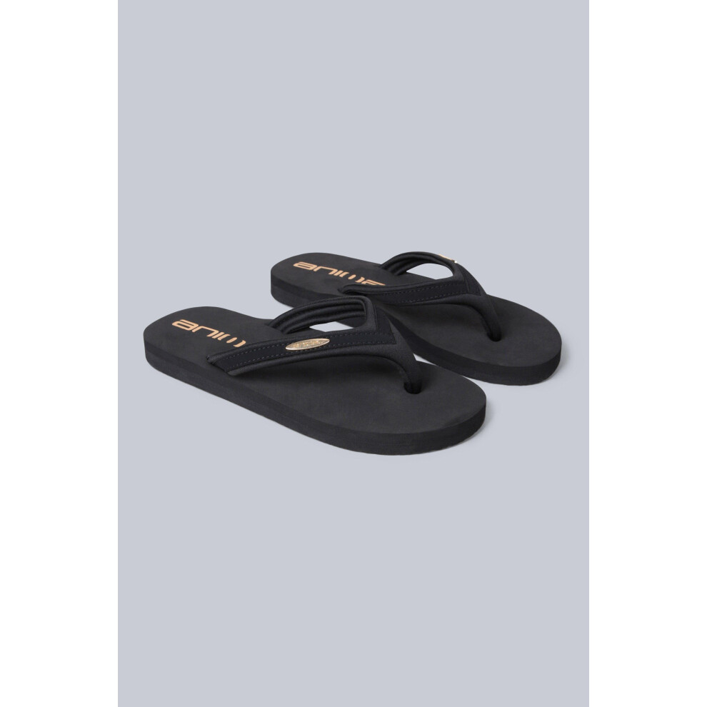 (4 UK, Black) Animal Womens/Ladies Swish Recycled Flip Flops