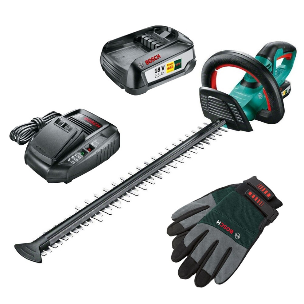 Bosch Hedgecut 18V-55 Cordless Hedge Cutter 18v Garden Trimmer + Battery + Gloves