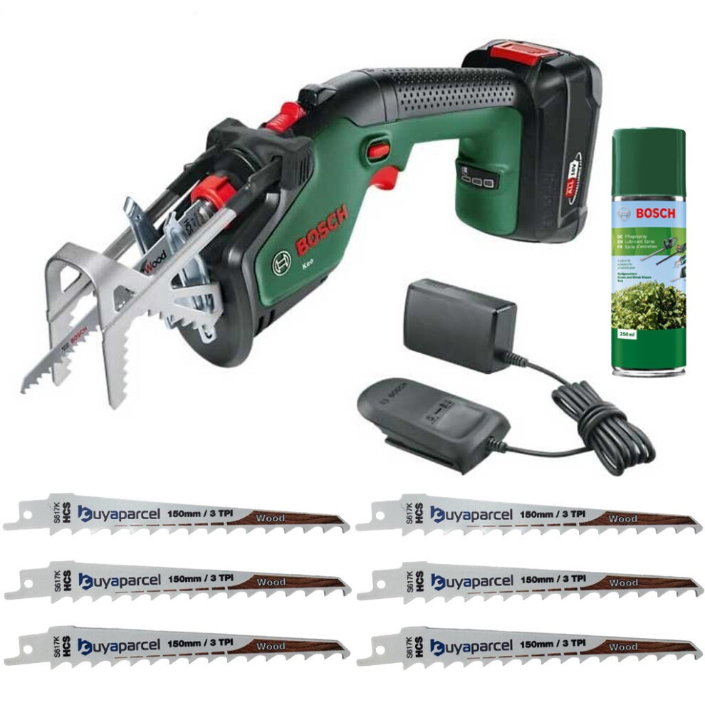 Bosch Keo Garden Recip Pruning Multi Saw 18v Li-Ion Battery & 6x Recip Blades
