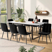 Marble Effect Dining Table with Iron Metal Legs